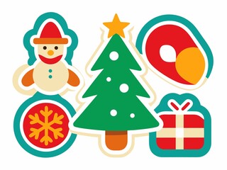Photo of festive christmas icons isolated on white background