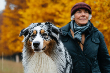 Dog and Owner in Autumn