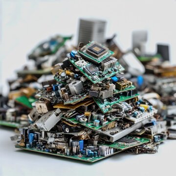 lethal ewaste pile  isolated on white