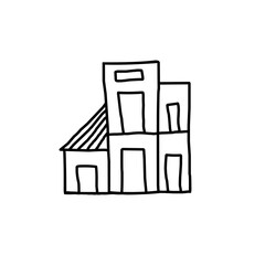 black and white building