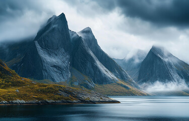 Photoshoot of dramatic mountains. Vacation destination.