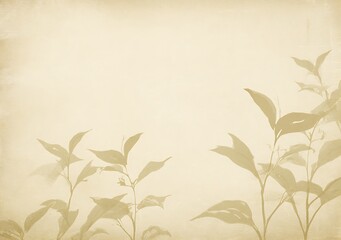 Antique faded botanical illustration with leaves