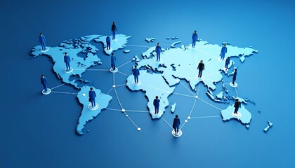 Obraz premium Business connection map with people icons naturally connected by lines