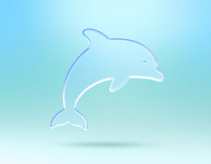 Obraz premium Glassmorphism Crystal Dolphin Icon in 3D Style