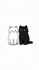 Symmetrical duo of cats in bold monochrome for vertical phone backgrounds Image 4K UHD