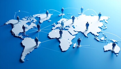 Naklejka premium Business connection map with people icons naturally connected by lines