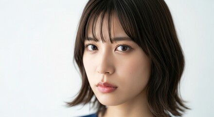 Naklejka premium 秘めたる感情、内なる怒りを表現する20代日本人女性のポートレート