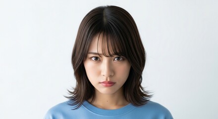 Fototapeta premium 秘めたる感情、内なる怒りを表現する20代日本人女性のポートレート