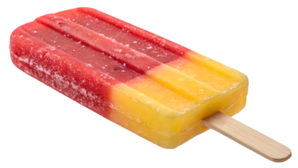 Red and yellow popsicle summer treat frozen dessert ice lolly sweet snack refreshing flavored ice pop dessert  isolated on transparent background