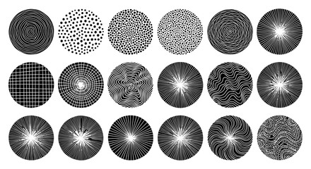 Circular Ink Drawings Black and White Geometric Vector Set