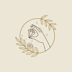 Handcrafted jewelry workshop logo design vector 