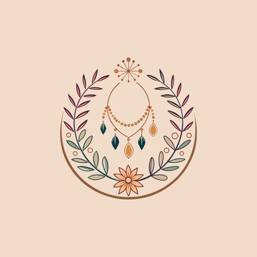 Handcrafted jewelry workshop logo design vector 