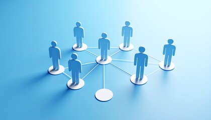 Obraz premium Community structure diagram with smoothly connected people silhouette 3D icons 