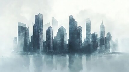 Obraz premium Misty city skyline
