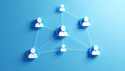 Fototapeta premium Community structure diagram with smoothly connected people silhouette 3D icons 