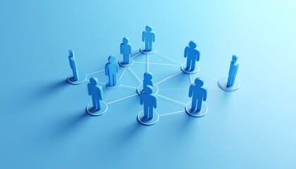 Obraz premium Community structure diagram with smoothly connected people silhouette 3D icons 