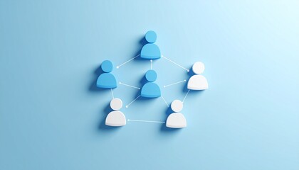 Obraz premium Community structure diagram with smoothly connected people silhouette 3D icons 