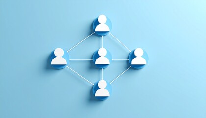 Obraz premium Community structure diagram with smoothly connected people silhouette 3D icons