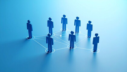 Community structure diagram with smoothly connected people silhouette 3D icons