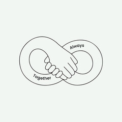 Two Hands Forming Infinity Symbol Always Together clasped hands friendship day vibes