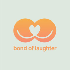 Two Orange Smiling Faces Connected by a Heart Bond of Laughter friendship day vibes