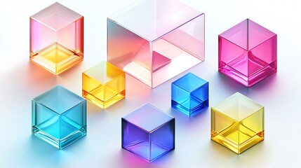 Abstract translucent cubes composition