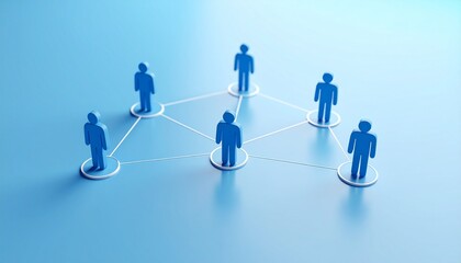 Community structure diagram with smoothly connected people silhouette 3D icons