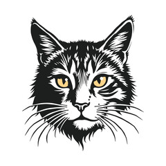 Obraz premium Detailed Feline Head Illustration in Monochrome Style