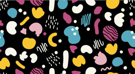 Playful Abstract Seamless Pattern Vibrant Vector Design