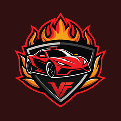 Sports car logo icon set. Motor vehicle silhouette emblems. Auto garage dealership brand identity design elements. Vector illustrations.