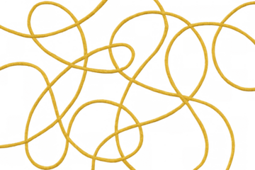 Golden rope twisting, forming intricate interlinked loops against transparent backdrop