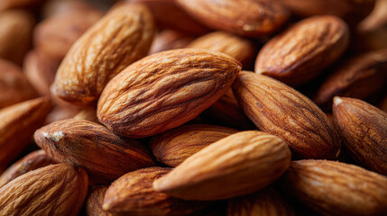 Fototapeta premium Almonds shown in close-up as a textured background element