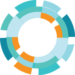 Obraz premium Vector art of a colorful abstract circular design with segments of blue and orange.