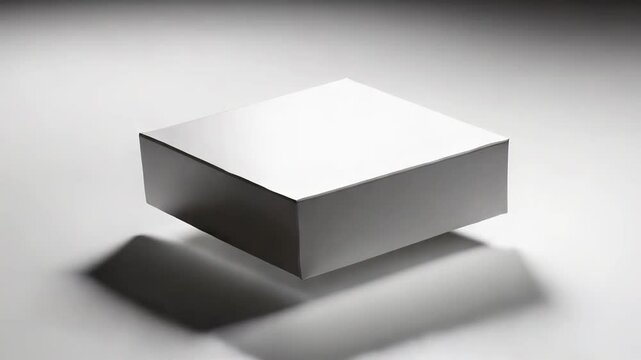 Closed white square cardboard box on white background