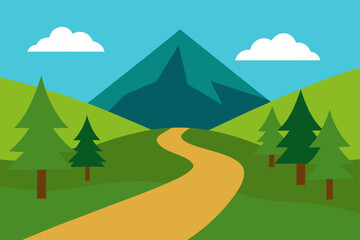 Obraz premium Flat Vector Hiking Trail Through Nature Reserve