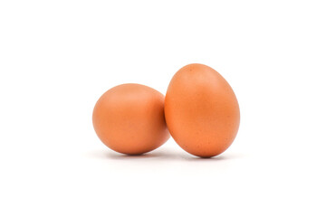 Eggs on a white background are a good source of protein. which helps build and repair worn out...