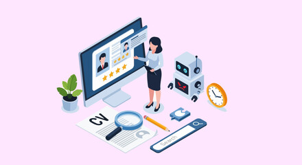 AI Recruitment Concept Robot HR Automated Hiring Process