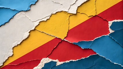 Abstract torn paper background with vivid color contrasts.