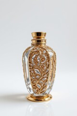 Ornate Perfume Bottle with Gold Filigree