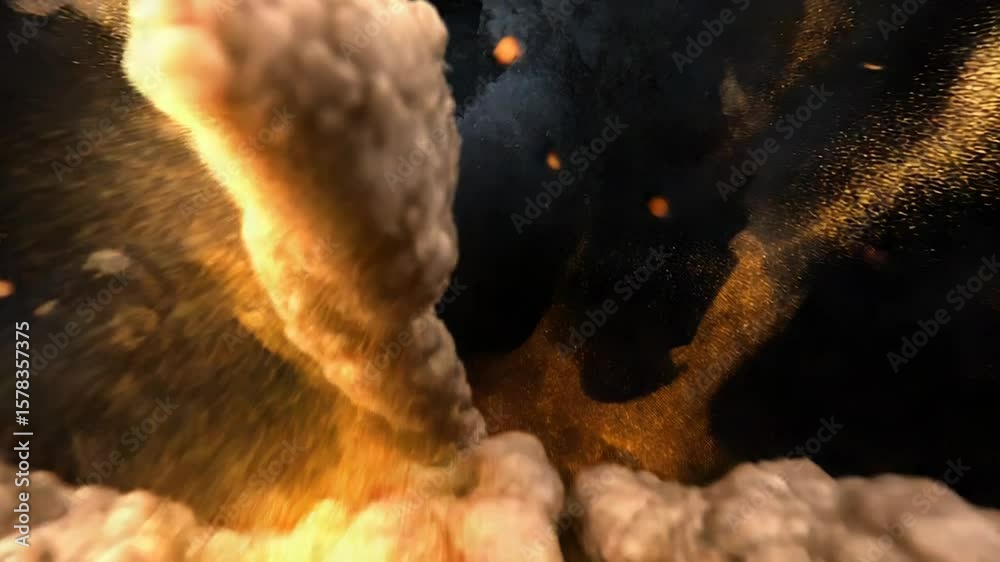 Canvas Prints golden explosion creating stunning visual effects on black background