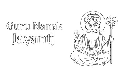 Guru nanak jayanti illustration of the founder of sikhism isolated on transparent background