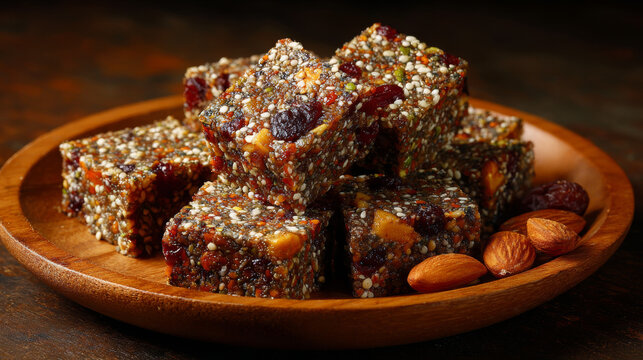 Khajur barfi made from dates, dry fruits, and seeds, rich in nutrients and dietary fiber