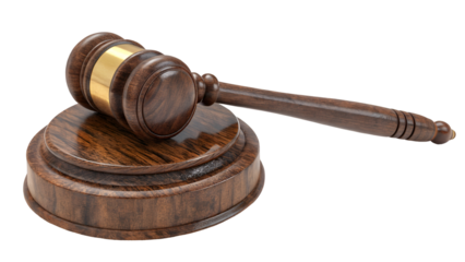 Stock photo of gavel auction judge court law legal justice wooden background hammer courtroom decision  isolated on transparent background
