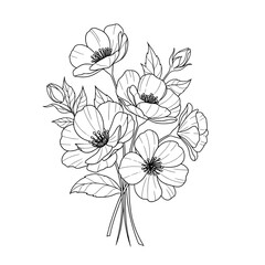 Obraz premium Simple Flower Bouquet Coloring Page for Kids and Adults
