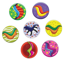 Cute cartoon hand drawn vector set of playing marbles clipart.