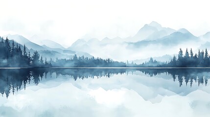 Misty lake mountain landscape