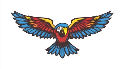 Fototapeta premium Vibrant parrot in flight, bold colors