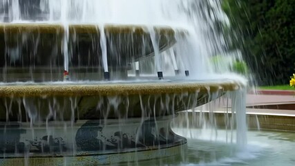 Cascading water from tiered fountain - Powered by Adobe