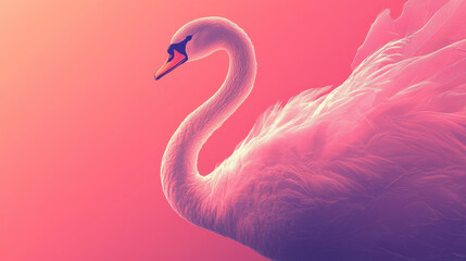 Fototapeta premium Pink And Purple Swan Digital Art Abstract Background