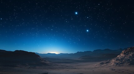 Nightscape of mountain ranges under starry skies